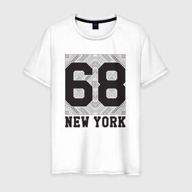 Мужская футболка хлопок с принтом New York 68 в Курске, 100% хлопок | прямой крой, круглый вырез горловины, длина до линии бедер, слегка спущенное плечо. | new york | города | нью йорк | стиль | фракталы