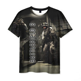 Мужская футболка 3D с принтом BATTLEFIELD 3 в Курске, 100% полиэфир | прямой крой, круглый вырез горловины, длина до линии бедер | battlefield | война | игры | оружия | поле битвы | солдат | спецназ | стратегия | тактика | танки | шутер