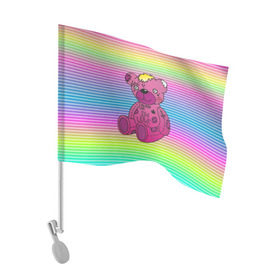 Флаг для автомобиля с принтом Мишка Lil Peep в Курске, 100% полиэстер | Размер: 30*21 см | gbc | hip hop | lil peep | love | pink | rap | лил пип | лилпип | медведь | медвежонок | мишка | реп | розовый | рэп | тату | трэп | хип хоп | эмо