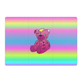 Магнитный плакат 3Х2 с принтом Мишка Lil Peep в Курске, Полимерный материал с магнитным слоем | 6 деталей размером 9*9 см | Тематика изображения на принте: gbc | hip hop | lil peep | love | pink | rap | лил пип | лилпип | медведь | медвежонок | мишка | реп | розовый | рэп | тату | трэп | хип хоп | эмо