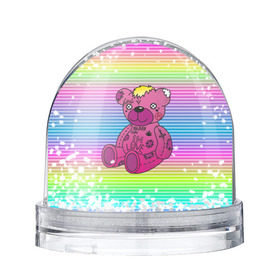 Снежный шар с принтом Мишка Lil Peep в Курске, Пластик | Изображение внутри шара печатается на глянцевой фотобумаге с двух сторон | gbc | hip hop | lil peep | love | pink | rap | лил пип | лилпип | медведь | медвежонок | мишка | реп | розовый | рэп | тату | трэп | хип хоп | эмо