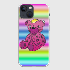 Чехол для iPhone 13 mini с принтом Мишка Lil Peep в Курске,  |  | gbc | hip hop | lil peep | love | pink | rap | лил пип | лилпип | медведь | медвежонок | мишка | реп | розовый | рэп | тату | трэп | хип хоп | эмо