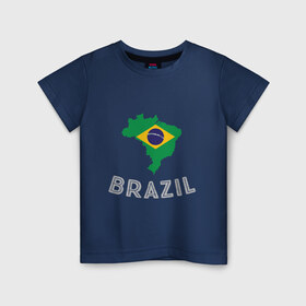 Детская футболка хлопок с принтом Бразилия в Курске, 100% хлопок | круглый вырез горловины, полуприлегающий силуэт, длина до линии бедер | brasil | brazil | football | goal | neymar | sport | team | бразилия | гол | игрок | марсело | мяч | неймар | спорт | тренер | футбол | чемпион | чемпионат