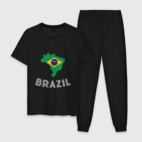 Мужская пижама хлопок с принтом Бразилия в Курске, 100% хлопок | брюки и футболка прямого кроя, без карманов, на брюках мягкая резинка на поясе и по низу штанин
 | brasil | brazil | football | goal | neymar | sport | team | бразилия | гол | игрок | марсело | мяч | неймар | спорт | тренер | футбол | чемпион | чемпионат