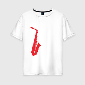 Женская футболка хлопок Oversize с принтом lets talk about sax_black в Курске, 100% хлопок | свободный крой, круглый ворот, спущенный рукав, длина до линии бедер
 | саксофон | саксофонист
