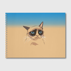 Альбом для рисования с принтом Grumpy cat ART в Курске, 100% бумага
 | матовая бумага, плотность 200 мг. | cat | grumpy | грустный кот | киса | кот | котэ | котяра | кошка | мем | сердитый кот