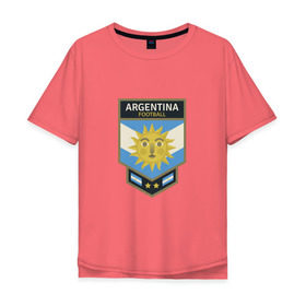 Мужская футболка хлопок Oversize с принтом Футбол - Аргентина в Курске, 100% хлопок | свободный крой, круглый ворот, “спинка” длиннее передней части | 