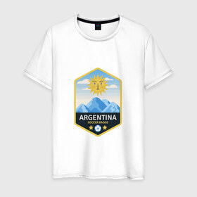 Мужская футболка хлопок с принтом Argentina в Курске, 100% хлопок | прямой крой, круглый вырез горловины, длина до линии бедер, слегка спущенное плечо. | 