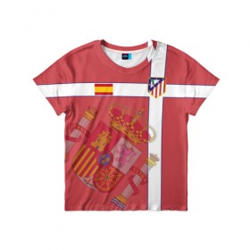 Детская футболка 3D с принтом Atletico Madrid - форма в Курске, 100% гипоаллергенный полиэфир | прямой крой, круглый вырез горловины, длина до линии бедер, чуть спущенное плечо, ткань немного тянется | Тематика изображения на принте: 