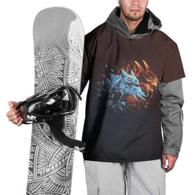 Накидка на куртку 3D с принтом Jakiro - Fire and Ice в Курске, 100% полиэстер |  | 