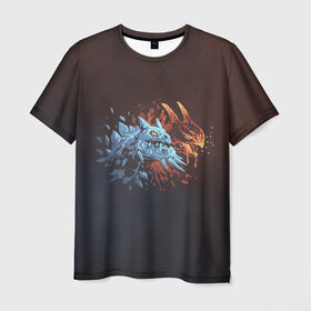 Мужская футболка 3D с принтом Jakiro - Fire and Ice в Курске, 100% полиэфир | прямой крой, круглый вырез горловины, длина до линии бедер | 