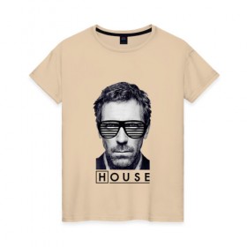 Женская футболка хлопок с принтом Доктор Хаус в Курске, 100% хлопок | прямой крой, круглый вырез горловины, длина до линии бедер, слегка спущенное плечо | everybody lies | house m.d. | все лгут | доктор хаус | хью лори