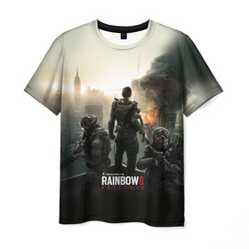Мужская футболка 3D с принтом Rainbow Six в Курске, 100% полиэфир | прямой крой, круглый вырез горловины, длина до линии бедер | pvp | воин | герой | огонь | оружия | призрак | снайпер | сражения | тактический | шутер