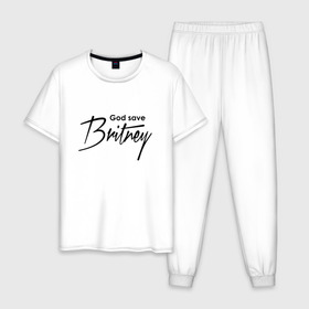 Мужская пижама хлопок с принтом God save Britney в Курске, 100% хлопок | брюки и футболка прямого кроя, без карманов, на брюках мягкая резинка на поясе и по низу штанин
 | Тематика изображения на принте: baby one more time | britney spears | oops | бритни спирс