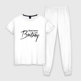 Женская пижама хлопок с принтом God save Britney в Курске, 100% хлопок | брюки и футболка прямого кроя, без карманов, на брюках мягкая резинка на поясе и по низу штанин | baby one more time | britney spears | oops | бритни спирс