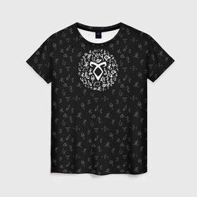 Женская футболка 3D с принтом Runes в Курске, 100% полиэфир ( синтетическое хлопкоподобное полотно) | прямой крой, круглый вырез горловины, длина до линии бедер | freeform | shadowhunters | доминик шервуд | клэри фрэй | кэтрин макнамара | фэнтази