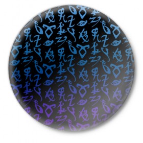 Значок с принтом Blue runes в Курске,  металл | круглая форма, металлическая застежка в виде булавки | freeform | shadowhunters | доминик шервуд | клэри фрэй | кэтрин макнамара | фэнтази