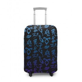 Чехол для чемодана 3D с принтом Blue runes в Курске, 86% полиэфир, 14% спандекс | двустороннее нанесение принта, прорези для ручек и колес | freeform | shadowhunters | доминик шервуд | клэри фрэй | кэтрин макнамара | фэнтази