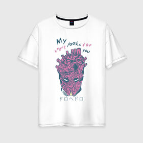 Женская футболка хлопок Oversize с принтом Dorohedoro в Курске, 100% хлопок | свободный крой, круглый ворот, спущенный рукав, длина до линии бедер
 | anime | dorohedoro | heart | manga | pink