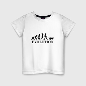 Детская футболка хлопок с принтом Evolution в Курске, 100% хлопок | круглый вырез горловины, полуприлегающий силуэт, длина до линии бедер | dog | друг человека | кинолог | люблю собак | овчарка | пес | собака | собачник | щенок | эволюция