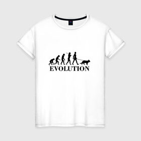 Женская футболка хлопок с принтом Evolution в Курске, 100% хлопок | прямой крой, круглый вырез горловины, длина до линии бедер, слегка спущенное плечо | dog | друг человека | кинолог | люблю собак | овчарка | пес | собака | собачник | щенок | эволюция