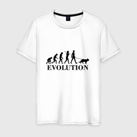 Мужская футболка хлопок с принтом Evolution в Курске, 100% хлопок | прямой крой, круглый вырез горловины, длина до линии бедер, слегка спущенное плечо. | dog | друг человека | кинолог | люблю собак | овчарка | пес | собака | собачник | щенок | эволюция