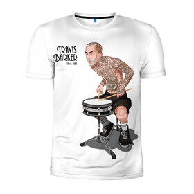 Мужская футболка 3D спортивная с принтом TB в Курске, 100% полиэстер с улучшенными характеристиками | приталенный силуэт, круглая горловина, широкие плечи, сужается к линии бедра | travis barker | блинки | трэвис баркер