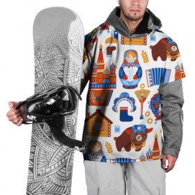 Накидка на куртку 3D с принтом Традиционный поп арт в Курске, 100% полиэстер |  | Тематика изображения на принте: pop art | style | балалайка | матрешка | медведь | поп арт | яркие | яркое