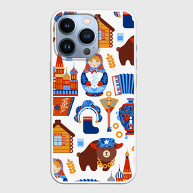Чехол для iPhone 13 Pro с принтом Традиционный поп арт в Курске,  |  | Тематика изображения на принте: pop art | style | балалайка | матрешка | медведь | поп арт | яркие | яркое