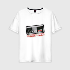 Женская футболка хлопок Oversize с принтом Game over в Курске, 100% хлопок | свободный крой, круглый ворот, спущенный рукав, длина до линии бедер
 | 8 | game over | nintendo | бит | видео | игра