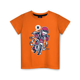 Детская футболка хлопок с принтом Мотоциклист в Курске, 100% хлопок | круглый вырез горловины, полуприлегающий силуэт, длина до линии бедер | гонки | граффити | мото | мотоцикл | мотоциклист | мотоциклы | скорость