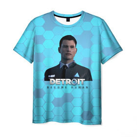 Мужская футболка 3D с принтом Detroit: Become Human в Курске, 100% полиэфир | прямой крой, круглый вырез горловины, длина до линии бедер | Тематика изображения на принте: android | connor | dbh | detroit | detroit become human | deviant | game | gamer | андроид | девиант | детройт | игра | коннор