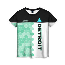 Женская футболка 3D с принтом Detroit: Become Human в Курске, 100% полиэфир ( синтетическое хлопкоподобное полотно) | прямой крой, круглый вырез горловины, длина до линии бедер | android | dbh | detroit | detroit become human | deviant | game | gamer | андроид | девиант | детройт | игра | костюм