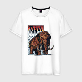 Мужская футболка хлопок с принтом Мамонт в Курске, 100% хлопок | прямой крой, круглый вырез горловины, длина до линии бедер, слегка спущенное плечо. | животные | мамонт | мамонты | слон | слоны