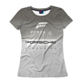 Женская футболка 3D с принтом Forza Motorsport 6 в Курске, 100% полиэфир ( синтетическое хлопкоподобное полотно) | прямой крой, круглый вырез горловины, длина до линии бедер | gear | top | авангард | вип | гонки | машина | офф | порше | сиквел | сила | скорость | спин
