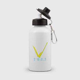 Бутылка спортивная с принтом V   CYBERPUNK 2077 в Курске, металл | емкость — 500 мл, в комплекте две пластиковые крышки и карабин для крепления | 