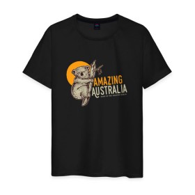 Мужская футболка хлопок с принтом Коала в Курске, 100% хлопок | прямой крой, круглый вырез горловины, длина до линии бедер, слегка спущенное плечо. | Тематика изображения на принте: koala | австралия | животные | коала | коалы | милые | с коалой