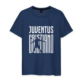 Мужская футболка хлопок с принтом Juventus - Cristiano Ronaldo 7 в Курске, 100% хлопок | прямой крой, круглый вырез горловины, длина до линии бедер, слегка спущенное плечо. | 0x000000123 | cristiano ronaldo | juventus | криштиано роналдо | ювентус