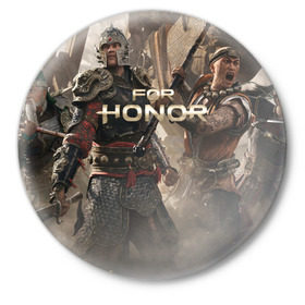 Значок с принтом FOR HONOR в Курске,  металл | круглая форма, металлическая застежка в виде булавки | for honor | викинги | игра | рыцари | средневековье | япония