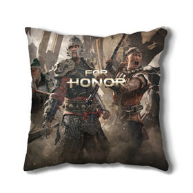 Подушка 3D с принтом FOR HONOR в Курске, наволочка – 100% полиэстер, наполнитель – холлофайбер (легкий наполнитель, не вызывает аллергию). | состоит из подушки и наволочки. Наволочка на молнии, легко снимается для стирки | for honor | викинги | игра | рыцари | средневековье | япония