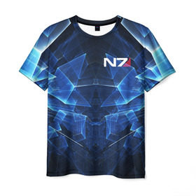 Мужская футболка 3D с принтом MASS EFFECT N7 в Курске, 100% полиэфир | прямой крой, круглый вырез горловины, длина до линии бедер | n7 | альянс | броня | костюм | масс эффект | н7