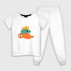 Детская пижама хлопок с принтом Лень в Курске, 100% хлопок |  брюки и футболка прямого кроя, без карманов, на брюках мягкая резинка на поясе и по низу штанин
 | Тематика изображения на принте: животные | коала | кот | ленивец | отдых | сон