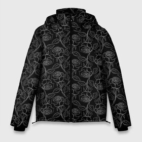 Мужская зимняя куртка 3D с принтом Розы Tattoo style в Курске, верх — 100% полиэстер; подкладка — 100% полиэстер; утеплитель — 100% полиэстер | длина ниже бедра, свободный силуэт Оверсайз. Есть воротник-стойка, отстегивающийся капюшон и ветрозащитная планка. 

Боковые карманы с листочкой на кнопках и внутренний карман на молнии. | Тематика изображения на принте: flower | flowers | rose | roses | style | tattoo | роза | розочка | тату | текстура | узор | цветы