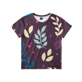 Детская футболка 3D с принтом Ветви в Курске, 100% гипоаллергенный полиэфир | прямой крой, круглый вырез горловины, длина до линии бедер, чуть спущенное плечо, ткань немного тянется | абстракция | веточка | лист | листья | узор