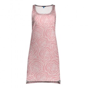 Платье-майка 3D с принтом Розовые розы в Курске, 100% полиэстер | полуприлегающий силуэт, широкие бретели, круглый вырез горловины, удлиненный подол сзади. | розы | цветы