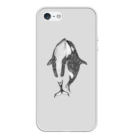 Чехол для iPhone 5/5S матовый с принтом Киты в Курске, Силикон | Область печати: задняя сторона чехла, без боковых панелей | арт | касатка | касатки | кит | море | океан | рисунок | узор