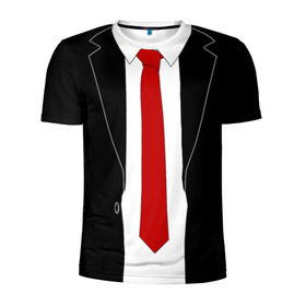 Мужская футболка 3D спортивная с принтом КОСТЮМ АГЕНТА 47 в Курске, 100% полиэстер с улучшенными характеристиками | приталенный силуэт, круглая горловина, широкие плечи, сужается к линии бедра | agent 47 | галстук | пиджак | хитман