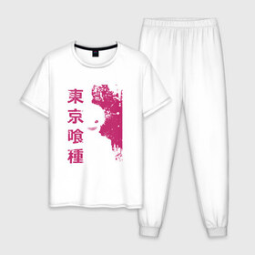 Мужская пижама хлопок с принтом Токийский гуль в Курске, 100% хлопок | брюки и футболка прямого кроя, без карманов, на брюках мягкая резинка на поясе и по низу штанин
 | anime | tokyo ghoul | аниме | анимэ | гули | канеки кен | кузен йошимура | наки | нишики нишио | ренджи йомо | ризе камиширо | токийский гуль | тоука киришима | ута | хинами фуэгучи | шуу цукияма