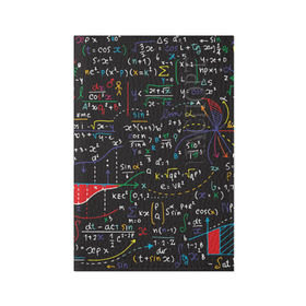 Обложка для паспорта матовая кожа с принтом Math в Курске, натуральная матовая кожа | размер 19,3 х 13,7 см; прозрачные пластиковые крепления | математика | наука | тригонометрия | уравнения | формулы | цифры