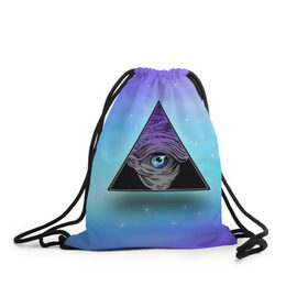 Рюкзак-мешок 3D с принтом Пирамида / Всевидящее око в Курске, 100% полиэстер | плотность ткани — 200 г/м2, размер — 35 х 45 см; лямки — толстые шнурки, застежка на шнуровке, без карманов и подкладки | 